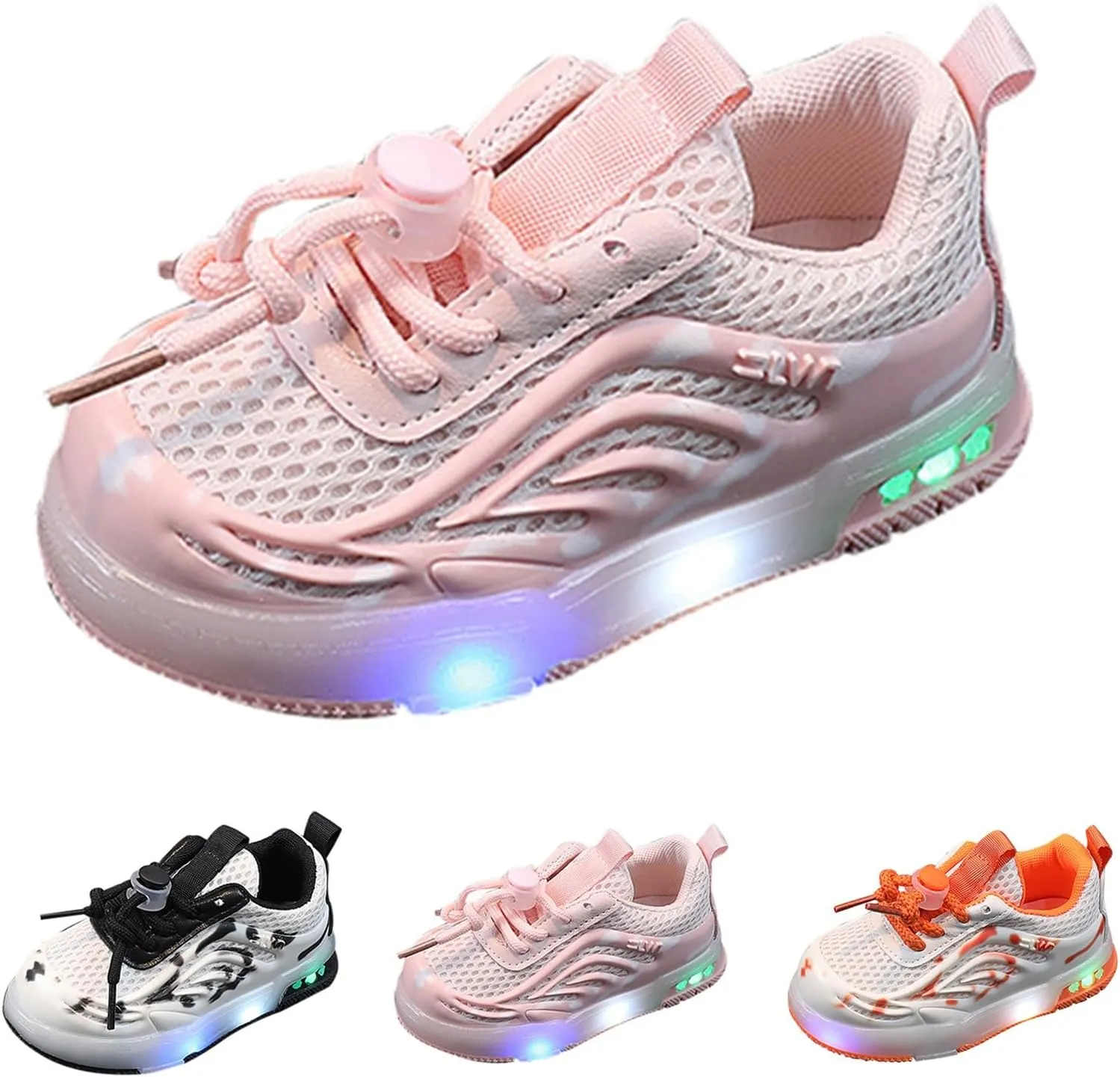 Kids Toddler Light Up Flashing Shoes Girls Boys Lightweight Breathable Flat Walking Sneaker Shoes for Girls Stretch