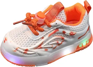 Kids Toddler Light Up Flashing Shoes Girls Boys Lightweight Breathable Flat Walking Sneaker Shoes for Girls Stretch