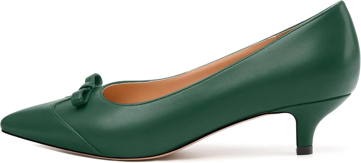 Kitten Heels for Women, Pointed Toe Kitten Low Heels Bow Tie Women's Pumps, Comfortable Dress Wedding Office Daily Shoes