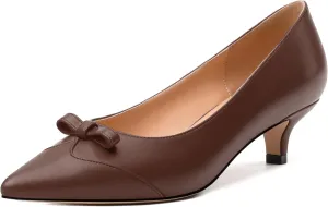 Kitten Heels for Women, Pointed Toe Kitten Low Heels Bow Tie Women's Pumps, Comfortable Dress Wedding Office Daily Shoes