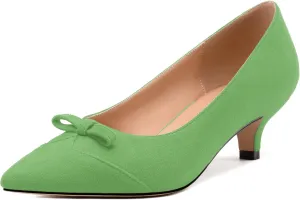 Kitten Heels for Women, Pointed Toe Kitten Low Heels Bow Tie Women's Pumps, Comfortable Dress Wedding Office Daily Shoes