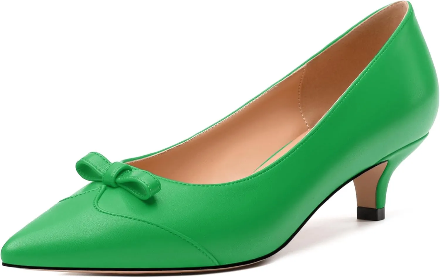Kitten Heels for Women, Pointed Toe Kitten Low Heels Bow Tie Women's Pumps, Comfortable Dress Wedding Office Daily Shoes