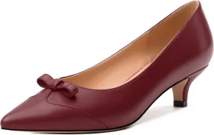 Kitten Heels for Women, Pointed Toe Kitten Low Heels Bow Tie Women's Pumps, Comfortable Dress Wedding Office Daily Shoes