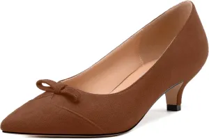Kitten Heels for Women, Pointed Toe Kitten Low Heels Bow Tie Women's Pumps, Comfortable Dress Wedding Office Daily Shoes