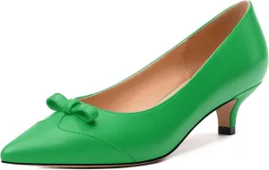 Kitten Heels for Women, Pointed Toe Kitten Low Heels Bow Tie Women's Pumps, Comfortable Dress Wedding Office Daily Shoes