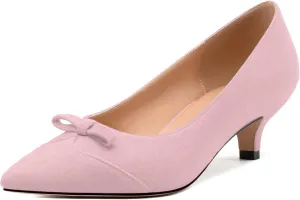 Kitten Heels for Women, Pointed Toe Kitten Low Heels Bow Tie Women's Pumps, Comfortable Dress Wedding Office Daily Shoes