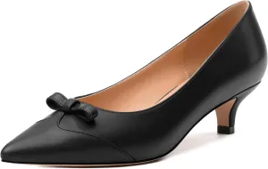 Kitten Heels for Women, Pointed Toe Kitten Low Heels Bow Tie Women's Pumps, Comfortable Dress Wedding Office Daily Shoes
