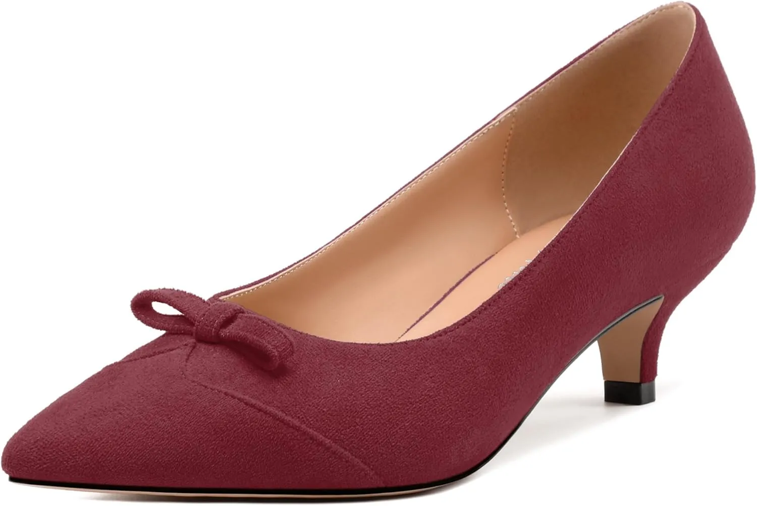 Kitten Heels for Women, Pointed Toe Kitten Low Heels Bow Tie Women's Pumps, Comfortable Dress Wedding Office Daily Shoes