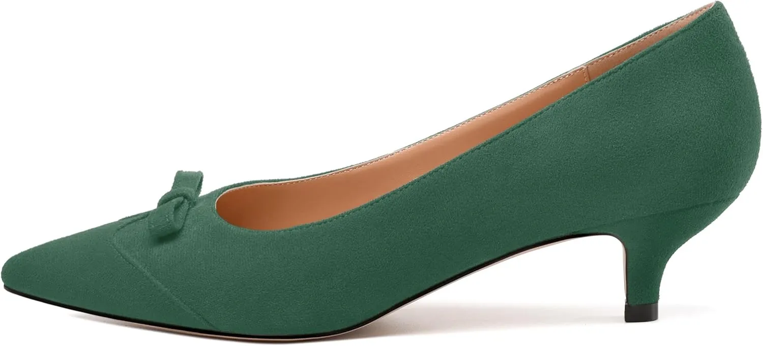 Kitten Heels for Women, Pointed Toe Kitten Low Heels Bow Tie Women's Pumps, Comfortable Dress Wedding Office Daily Shoes