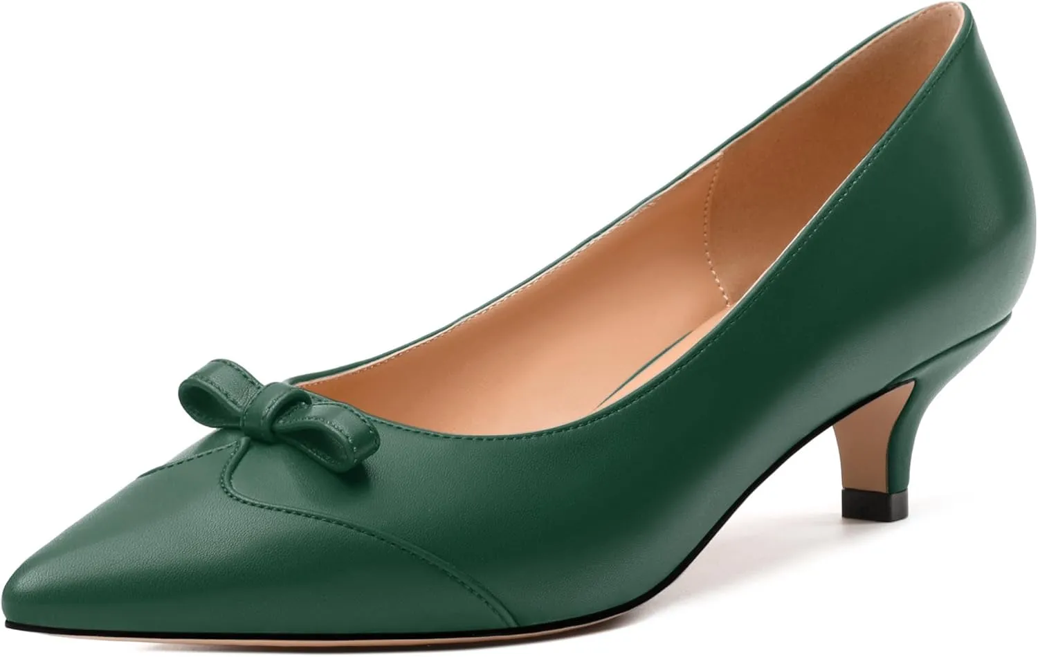 Kitten Heels for Women, Pointed Toe Kitten Low Heels Bow Tie Women's Pumps, Comfortable Dress Wedding Office Daily Shoes