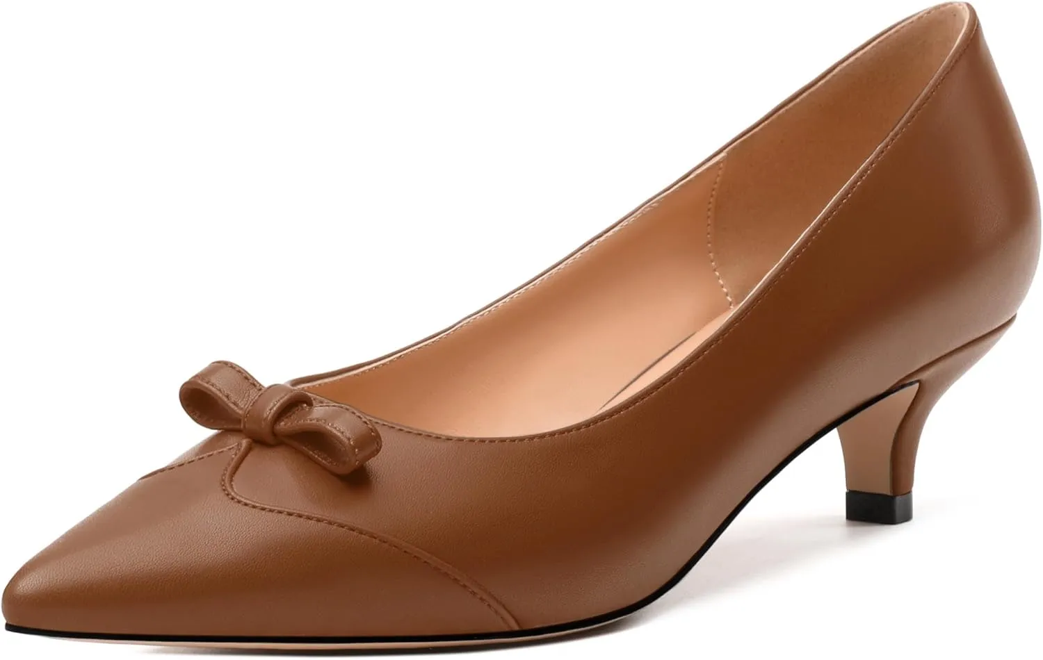 Kitten Heels for Women, Pointed Toe Kitten Low Heels Bow Tie Women's Pumps, Comfortable Dress Wedding Office Daily Shoes