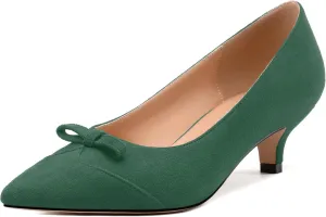 Kitten Heels for Women, Pointed Toe Kitten Low Heels Bow Tie Women's Pumps, Comfortable Dress Wedding Office Daily Shoes