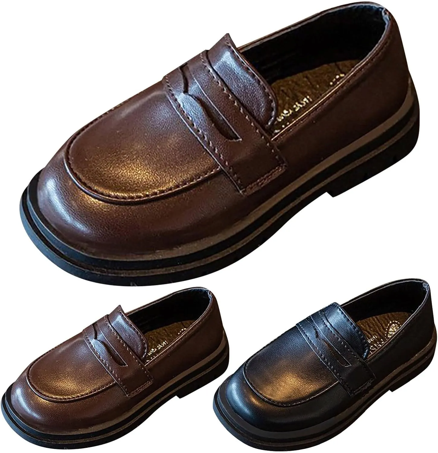 Leather Mary Jane Loafers for Toddler Boys Kids Soft Sole Non Slip Lightweight Ankle Sneakers Outdoor Sport Shoes Casual