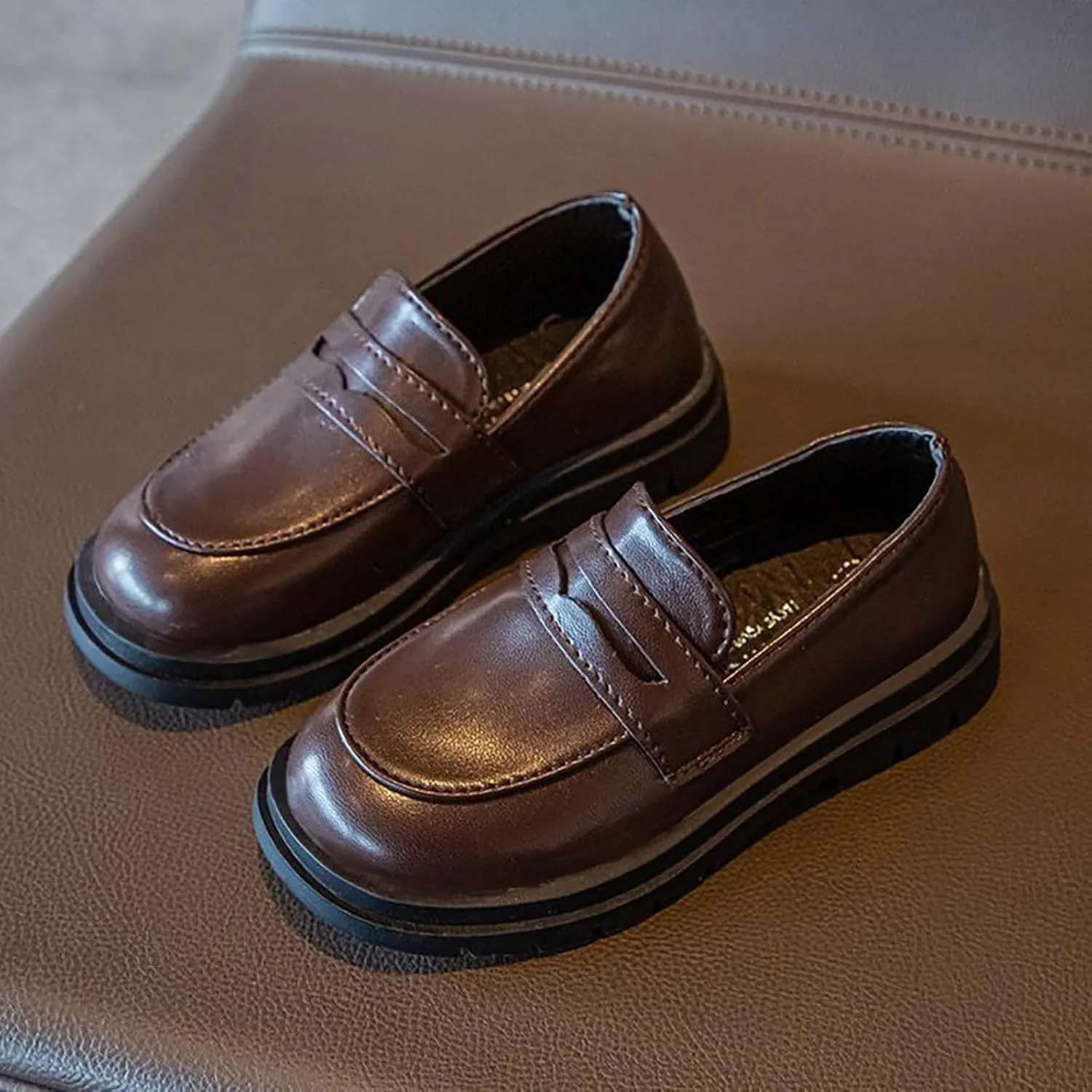 Leather Mary Jane Loafers for Toddler Boys Kids Soft Sole Non Slip Lightweight Ankle Sneakers Outdoor Sport Shoes Casual