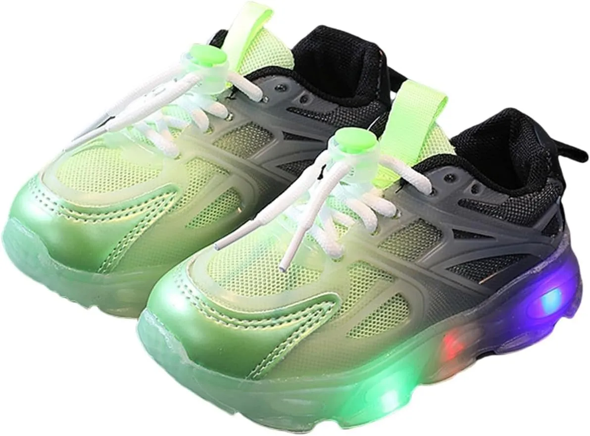 Little Boys Girls Light Up Shoes Breathable Lightweight Comfy Soft Running Tennis Sneakers for High Shoes for Boys