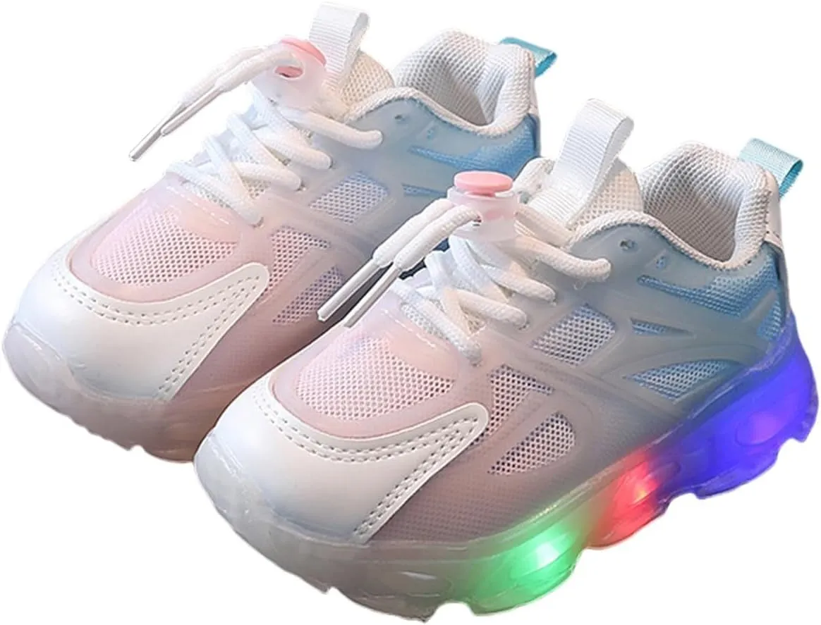 Little Boys Girls Light Up Shoes Breathable Lightweight Comfy Soft Running Tennis Sneakers for High Shoes for Boys