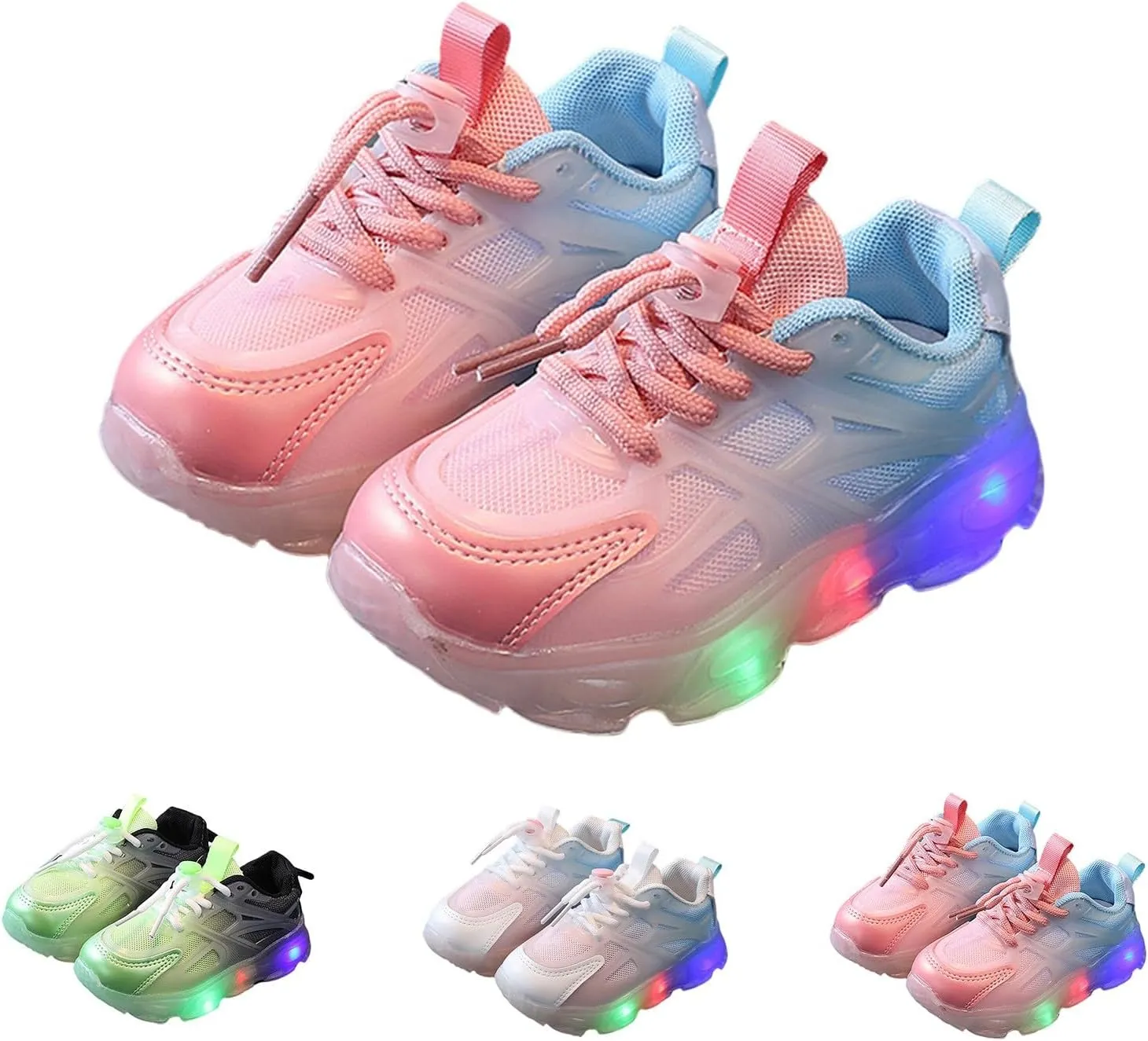 Little Boys Girls Light Up Shoes Breathable Lightweight Comfy Soft Running Trainer Tennis Sneakers for Toddler Kids