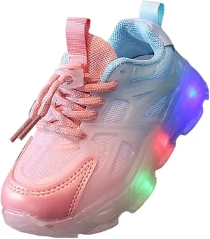 Little Boys Girls Light Up Shoes Breathable Lightweight Comfy Soft Running Trainer Tennis Sneakers for Toddler Kids