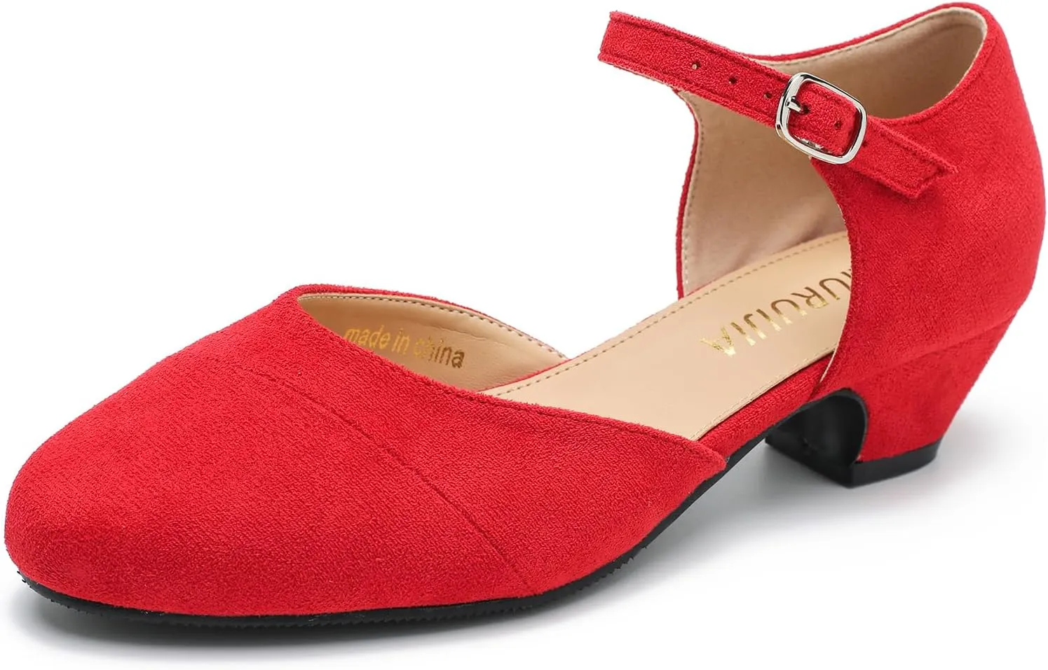 LIURUIJIA Women's Low Heels Dress Shoes Comfortable Closed Toe D'Orsay Pumps Ankle Strap Chunky Heels