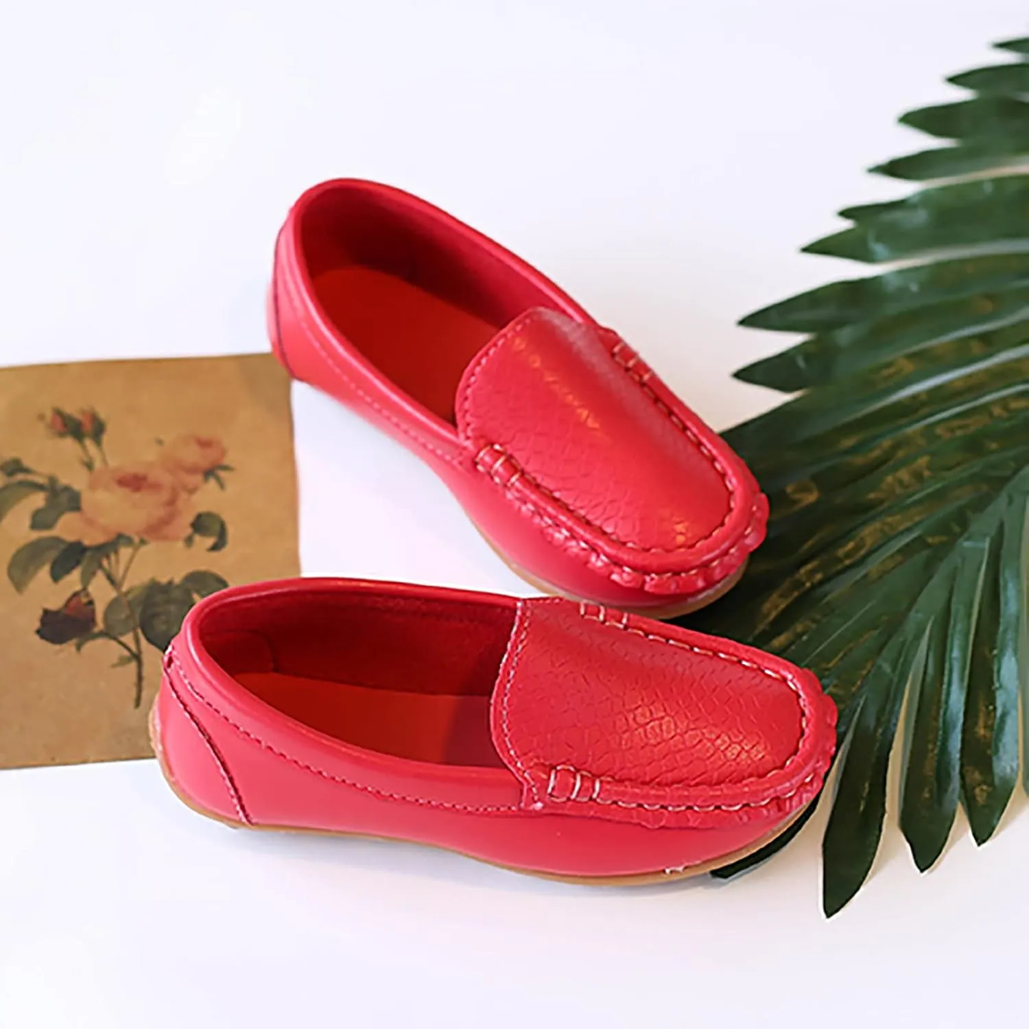 Loafers Leather Soft Sole Non Slip Sneaker for Childrens Boys Girls Kids Outdoor Indoor Sport Shoes Toddler Cozy Casual