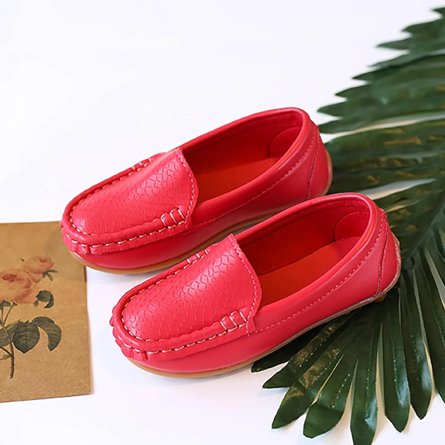 Loafers Leather Soft Sole Non Slip Sneaker for Childrens Boys Girls Kids Outdoor Indoor Sport Shoes Toddler Cozy Casual
