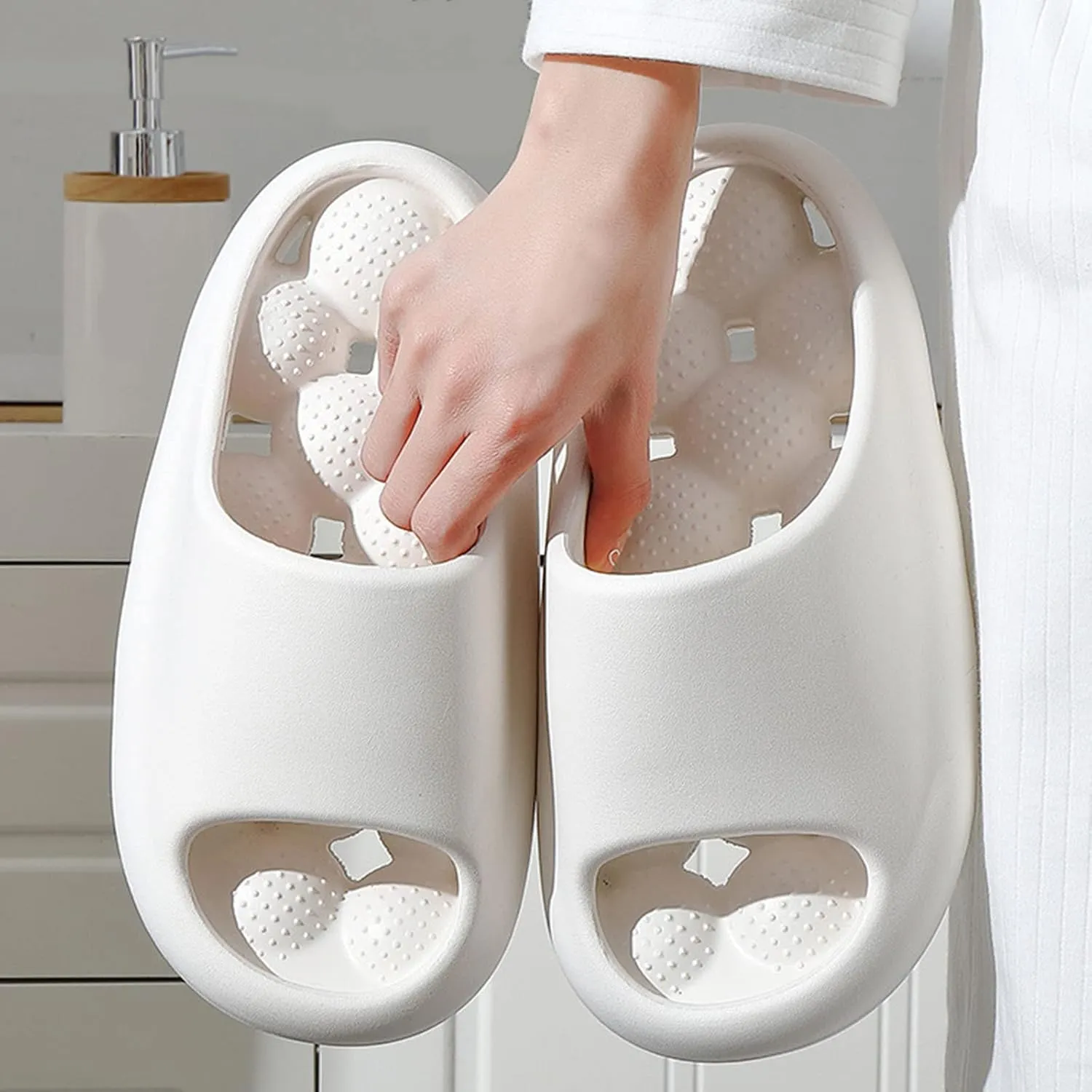 Mens Slides Womens Slides Bathroom Slippers Men Shower Shoes Women Open Toe Indoor Outdoor Pool Slippers