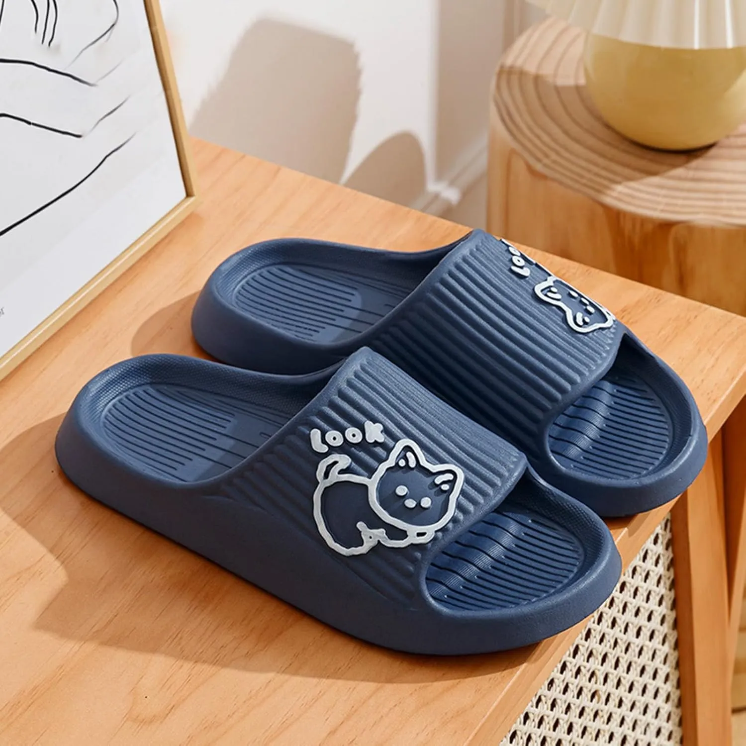 Mens Slippers Shower Shoes Women Cloud Slippers for Men Womens Slides Quick Drying Pool Living Room