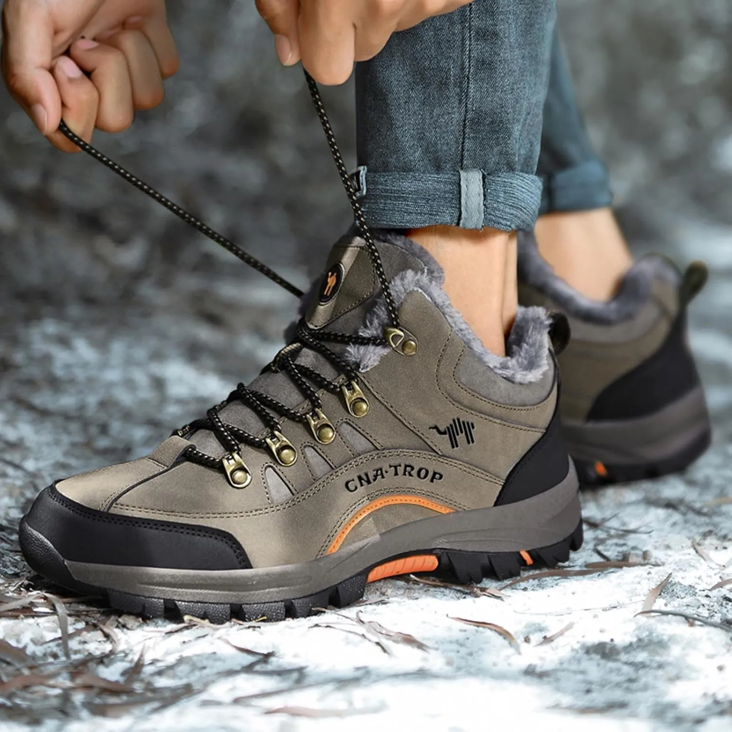 Men's Winter Chukka Boot Leisure Sports Lace Up Ankle Boots Cotton Hiking Shoes Warm Sneaker Insoles Men Memory Foam