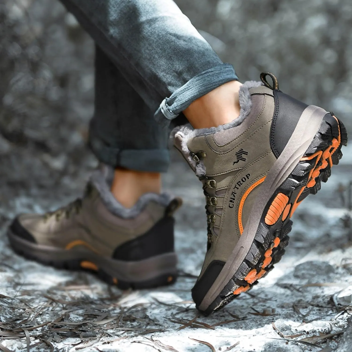 Men's Winter Chukka Boot Leisure Sports Lace Up Ankle Boots Cotton Hiking Shoes Warm Sneaker Insoles Men Memory Foam