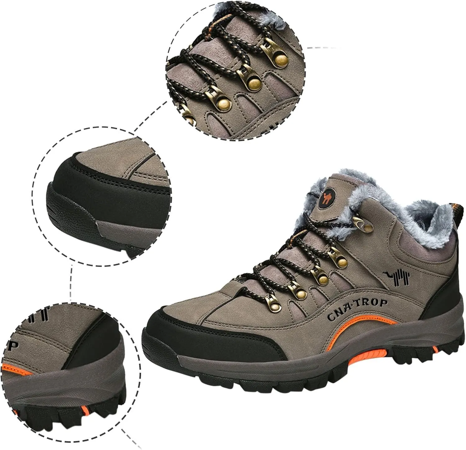 Men's Winter Chukka Boot Leisure Sports Lace Up Ankle Boots Cotton Hiking Shoes Warm Sneaker Insoles Men Memory Foam