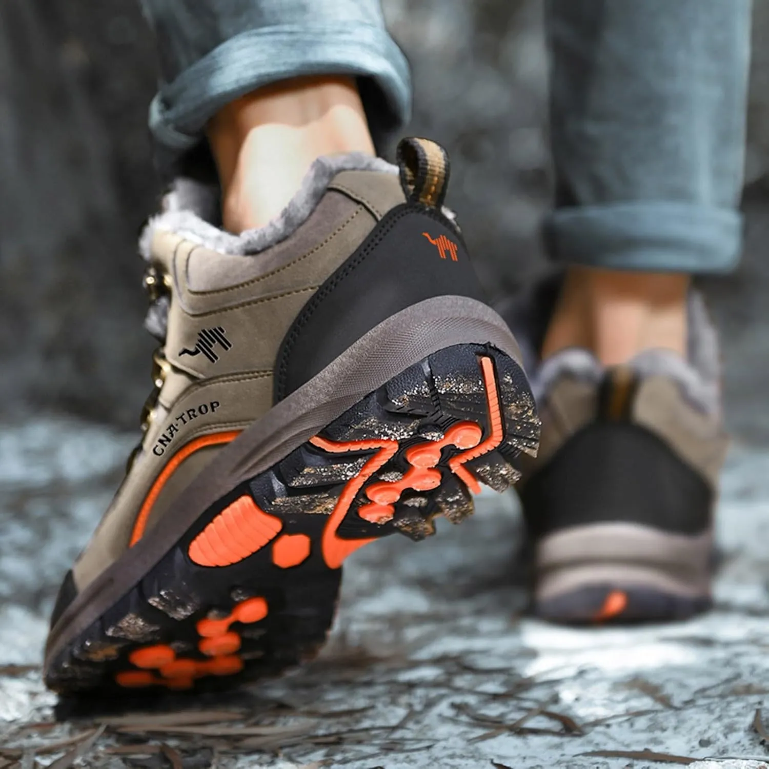 Men's Winter Chukka Boot Leisure Sports Lace Up Ankle Boots Cotton Hiking Shoes Warm Sneaker Insoles Men Memory Foam