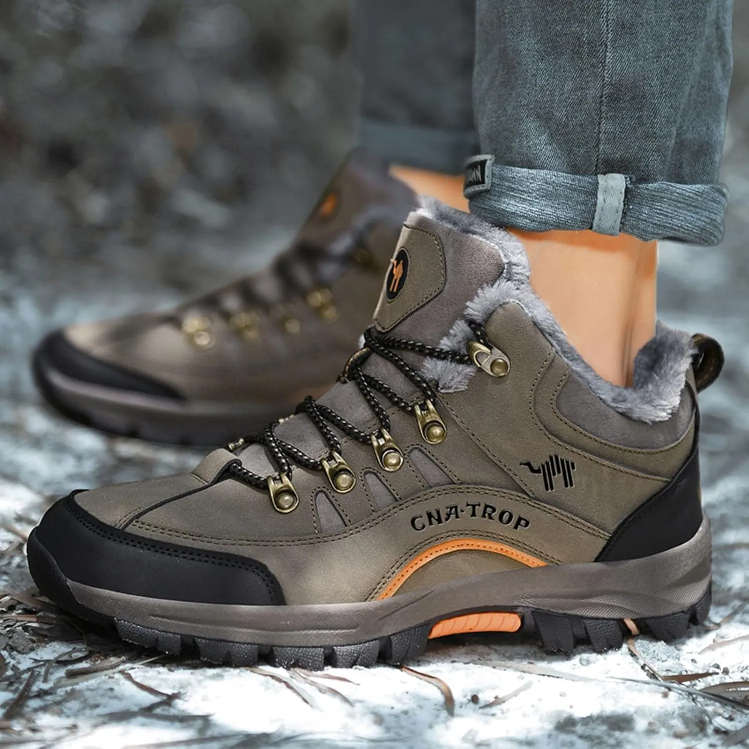 Men's Winter Chukka Boot Leisure Sports Lace Up Ankle Boots Cotton Hiking Shoes Warm Sneaker Insoles Men Memory Foam