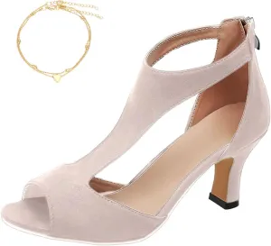 Nevriz Orthopedic High Heels for Women Leather High Heels Orthopedic Shoes Open Toe Heel Sandals Dressy Casual Orthotic Pumps Fish Mouth Shoes