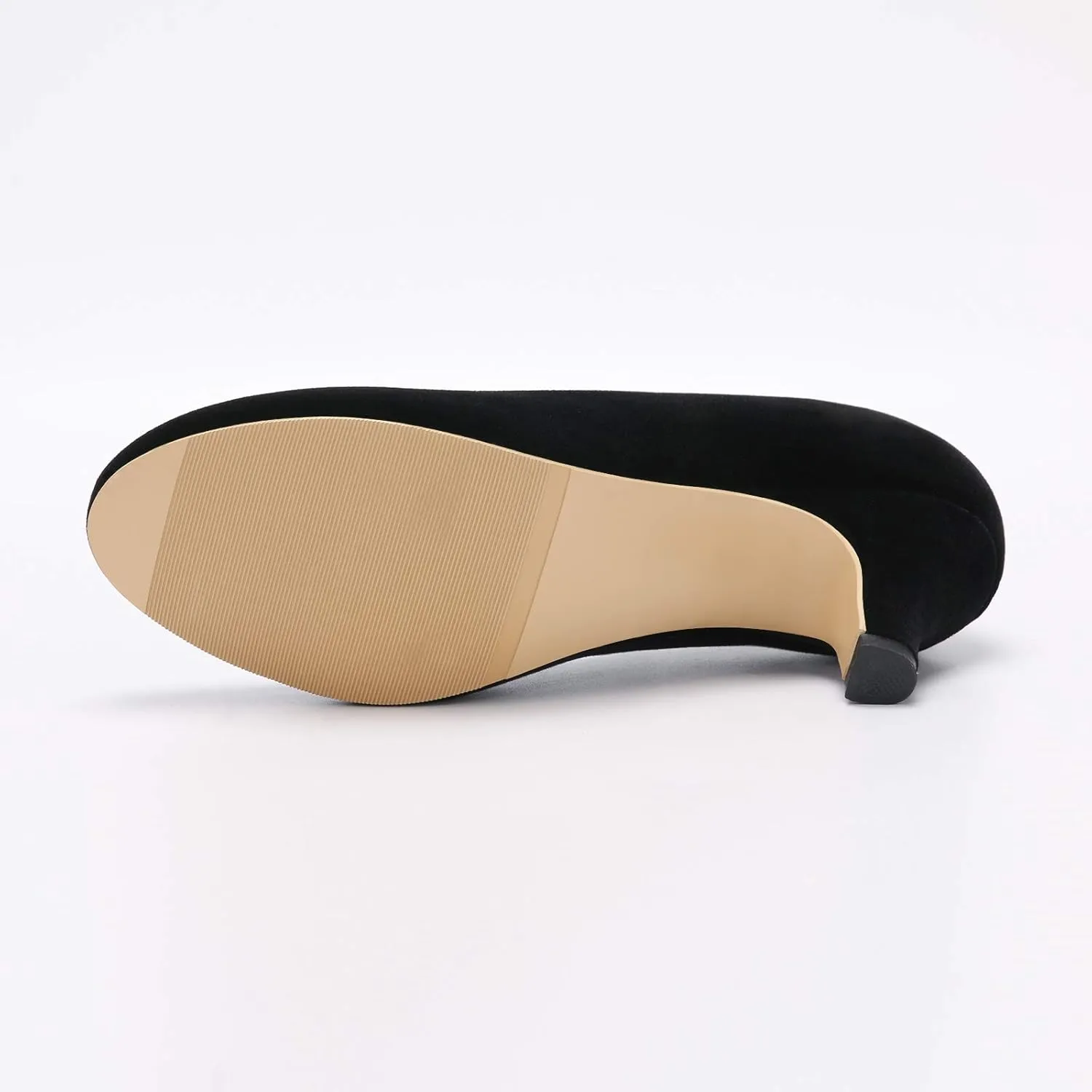OCHENTA Women's Comfortable Low Kitten Heel Dress Shoes Round Toe Slip On Work Pumps