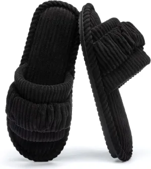 Open Toe Slippers for Women Cozy Memory Foam Slip On House Slippers Slides Shoes for Indoor Outdoor Gifts for Women Her Mom