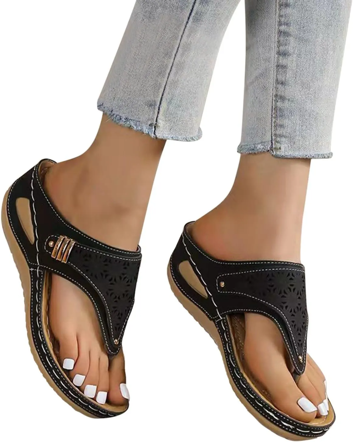 Orthopedic Flip Flops Women Arch Support Slip On Wide Width Sandals Plantar Fasciitis Comfortable Summer Slides 2025
