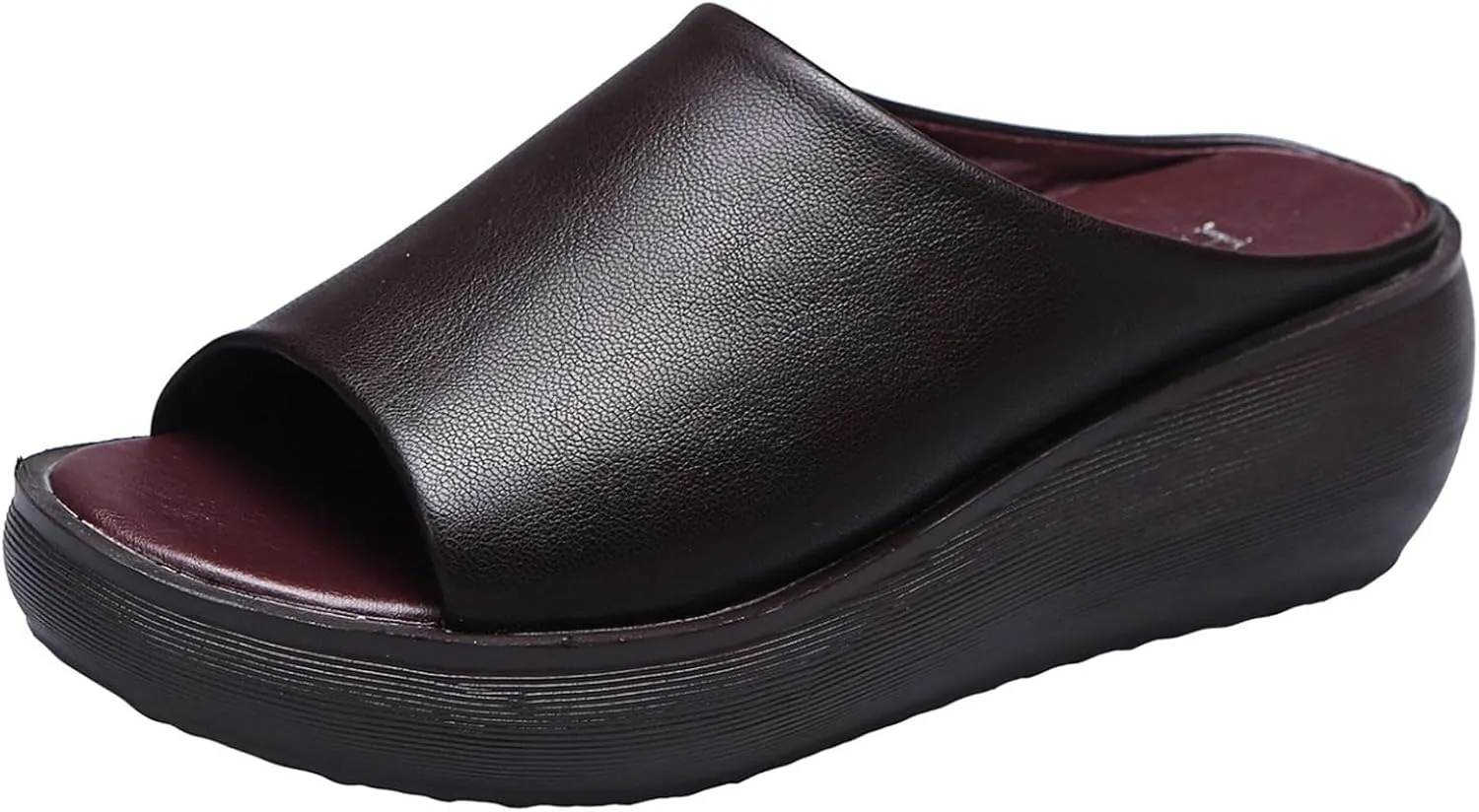 Orthopedic Sandals for Women 2024 Summer Comfortable Orthotic Leather Wedges Slides Dressy Platform Heel Arch Support Slip Sandals