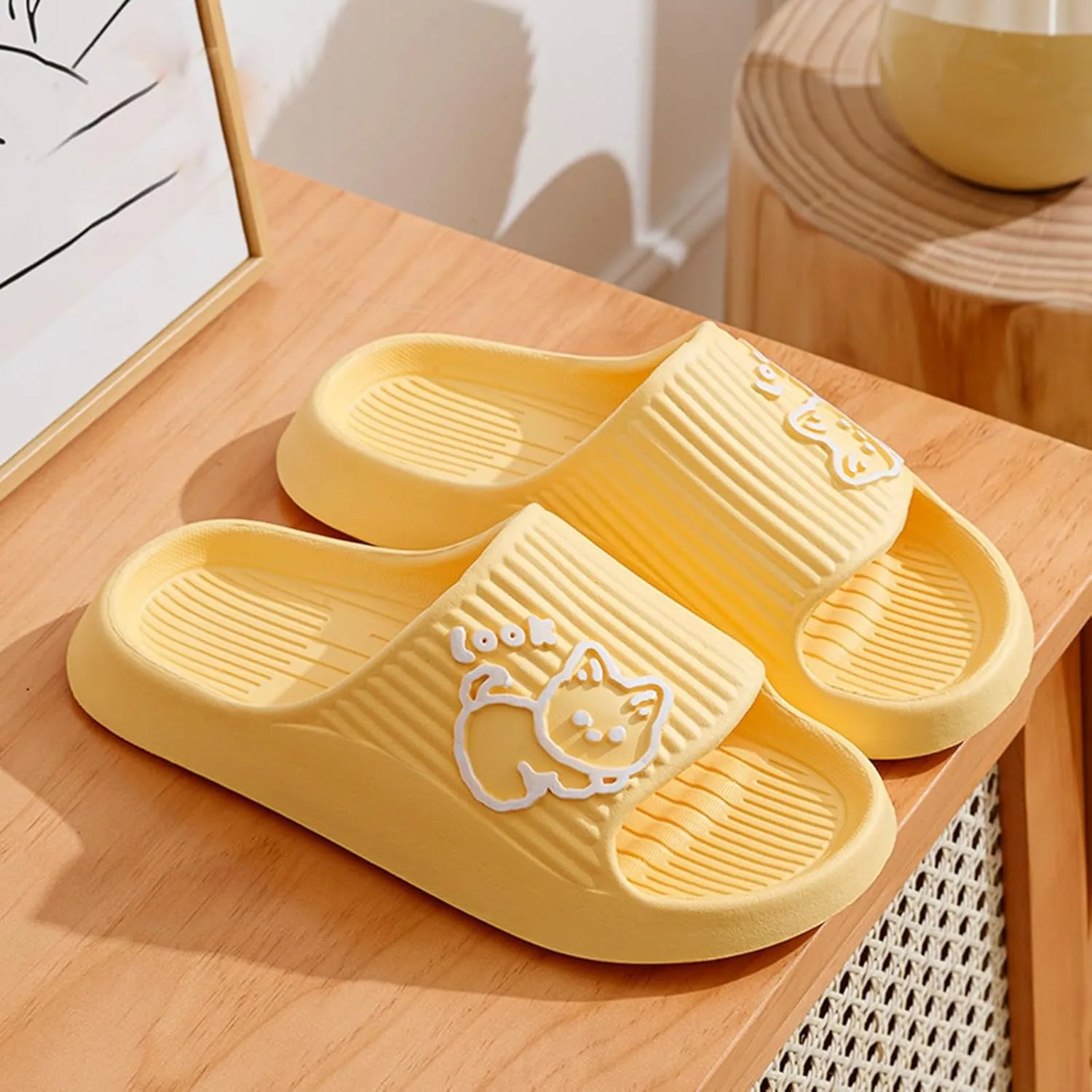Pillow Slippers for Women and Men Shower Slides Non Slip Quick Drying Bathroom Ballerina Summer Slippers for Women