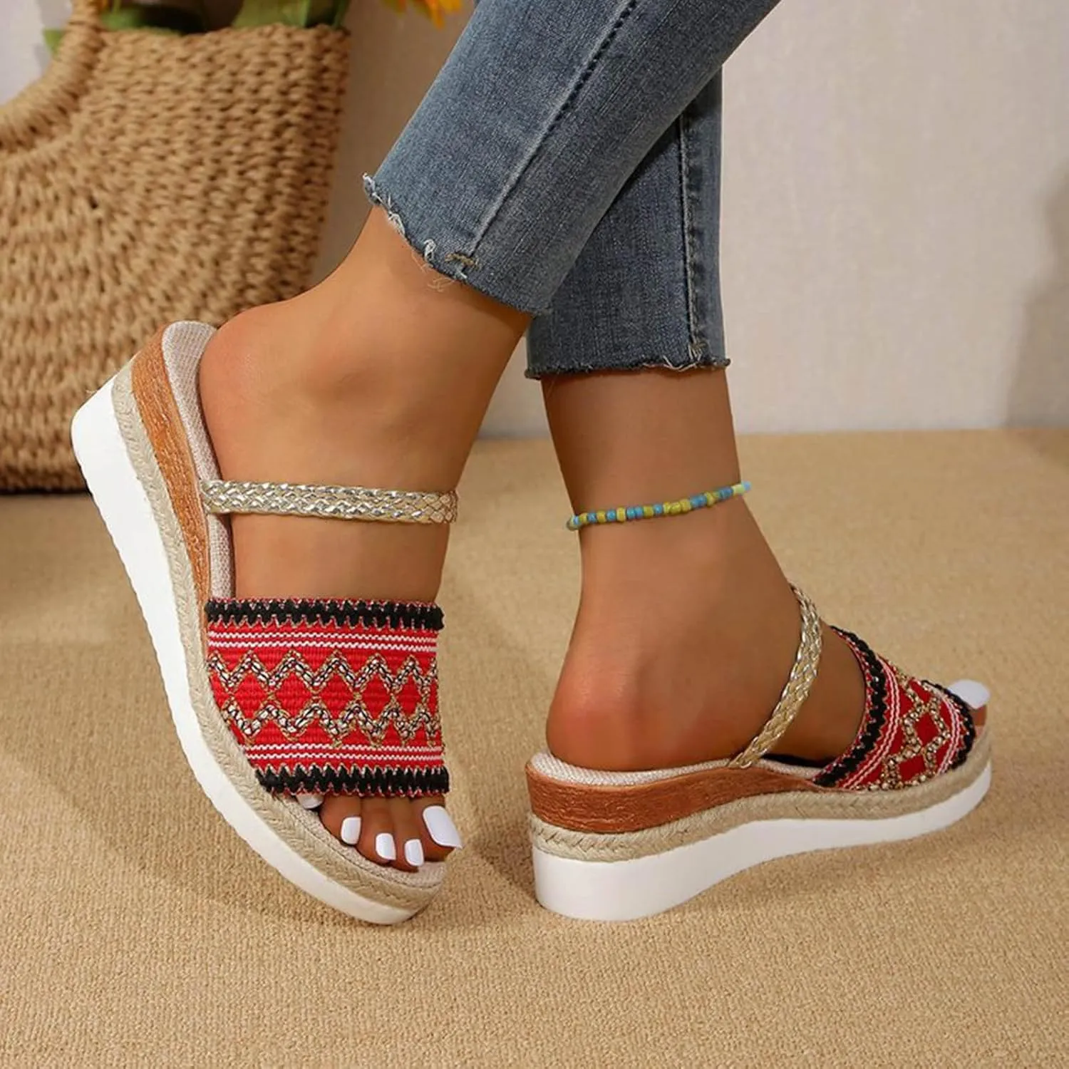 Platform Sandals for Women Versatile Platform Sandals Casual Non Slip Wedge Sandals Breathable Casual Sandals