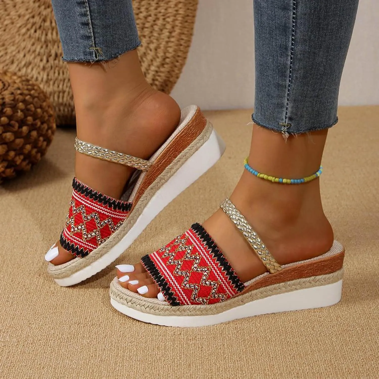 Platform Sandals for Women Versatile Platform Sandals Casual Non Slip Wedge Sandals Breathable Casual Sandals