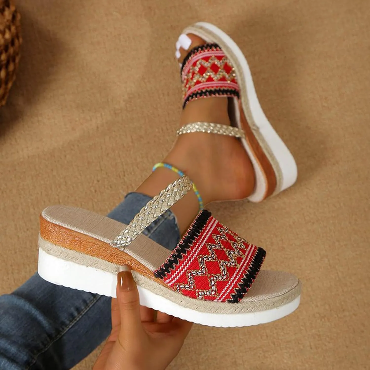 Platform Sandals for Women Versatile Platform Sandals Casual Non Slip Wedge Sandals Breathable Casual Sandals