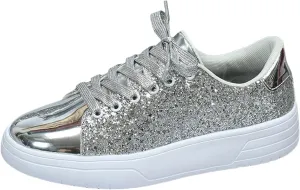 Rhinestone Sneakers for Women Women's Glitter Sneakers Shiny Sequin Tennis Rhinestone Bling Lace Up Shoes Fashion Sneakers