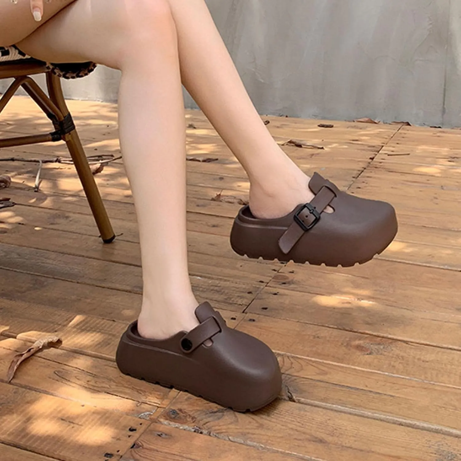 SALIGNA Women's Platform Clogs Adjustable Buckle Non Slip Sandals Slip On Clog Slippers Garden Shoes Outdoor Beach Shoes