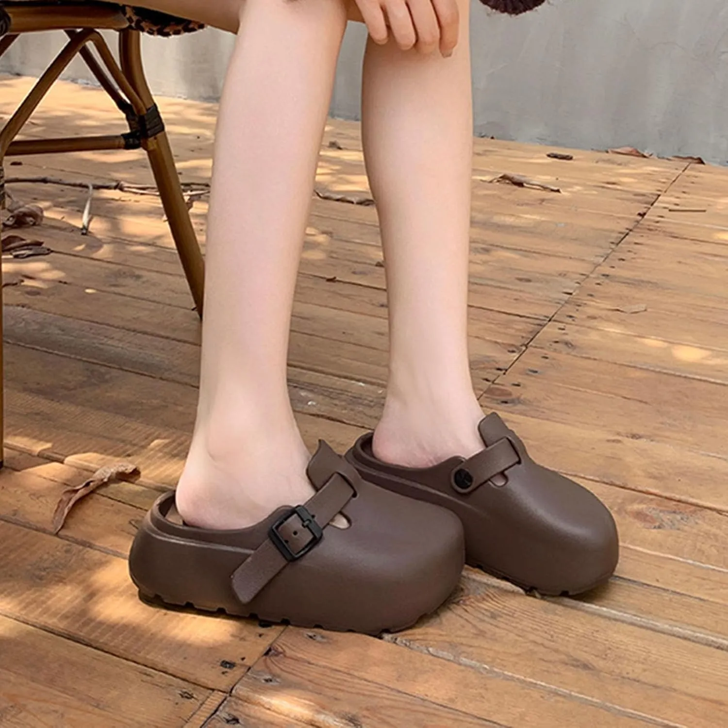 SALIGNA Women's Platform Clogs Adjustable Buckle Non Slip Sandals Slip On Clog Slippers Garden Shoes Outdoor Beach Shoes