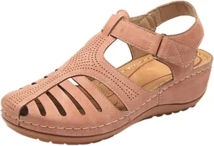 Sandals for Women Platform,Comfortable Cutout Hook and Loop Summer Athletic Wedge Sandals Loafers Walking Flat Shoes