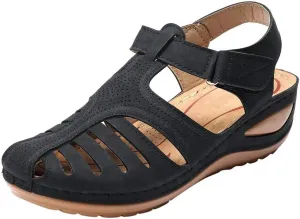 Sandals for Women Platform,Comfortable Cutout Hook and Loop Summer Athletic Wedge Sandals Loafers Walking Flat Shoes
