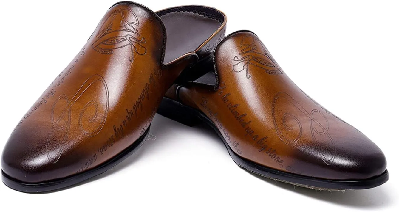 Santimon Mens Mules Dress Casaul Mens Tuexdo Business Slip-On Loafers Fashion Casual Slippers Wedding Prom Half Loafers Summer Shoes Open Sandals for Men