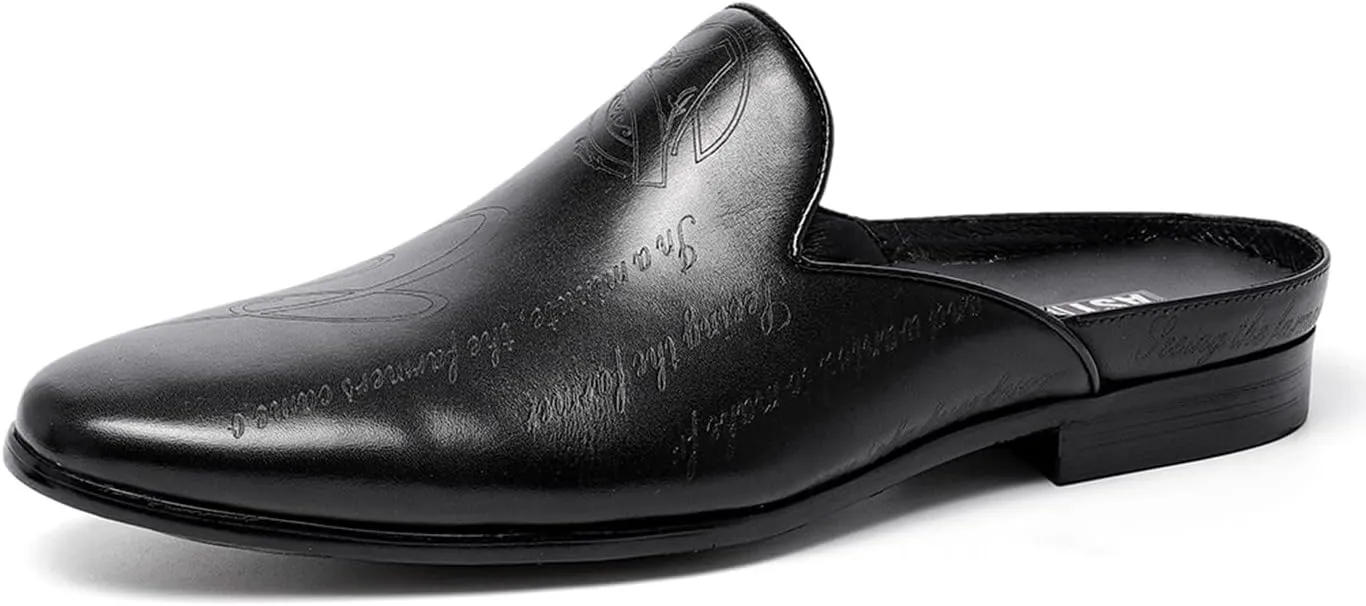 Santimon Mens Mules Dress Casaul Mens Tuexdo Business Slip-On Loafers Fashion Casual Slippers Wedding Prom Half Loafers Summer Shoes Open Sandals for Men