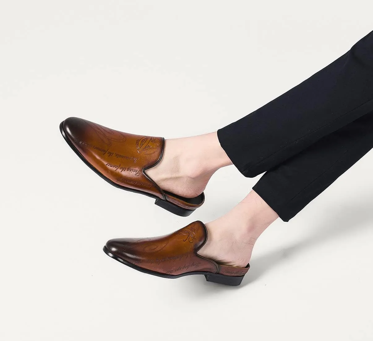 Santimon Mens Mules Dress Casaul Mens Tuexdo Business Slip-On Loafers Fashion Casual Slippers Wedding Prom Half Loafers Summer Shoes Open Sandals for Men