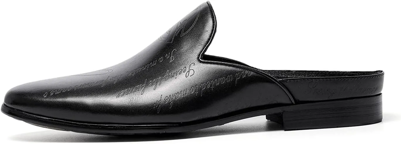 Santimon Mens Mules Dress Casaul Mens Tuexdo Business Slip-On Loafers Fashion Casual Slippers Wedding Prom Half Loafers Summer Shoes Open Sandals for Men